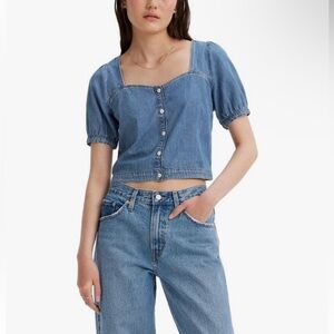 Levis Simone cropped denim top size small
